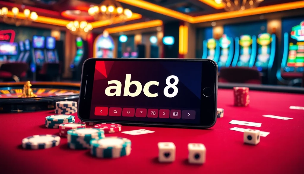 Exciting gaming action featuring the abc8 app in a luxurious casino setting.