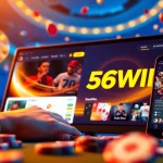 Explore the engaging 56WIN online gambling platform with vibrant colors and user-friendly design, attracting online bettors.