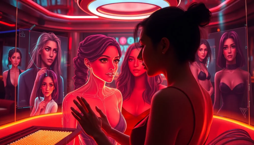 An interactive experience with nsfw character ai showcasing personalized AI characters in an intimate virtual lounge.