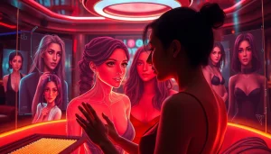 An interactive experience with nsfw character ai showcasing personalized AI characters in an intimate virtual lounge.