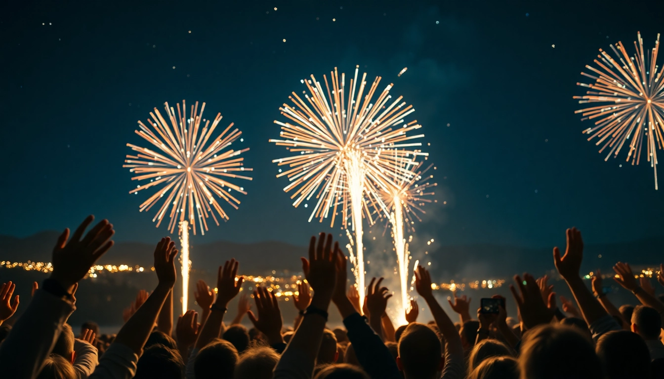Witness dazzling diamond fireworks illuminating the night sky in a vibrant celebration.