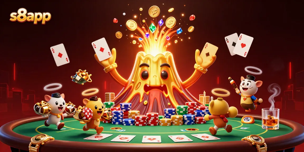 Engage in thrilling gameplay with s8app, where a golden volcano erupts treasures.