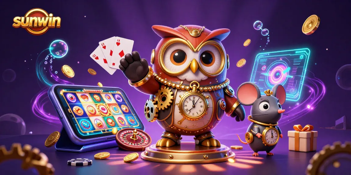 Engage in thrilling gameplay at sunwin with golden coins and spinning slot reels in a vibrant casino scene.